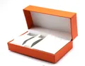 Luxe oranje horloge- en sieraden geschenkdoos met zachte witte binnenbekleding. - Klapdeksel Setdoos / Oranje Luxe Geschenkdoos