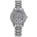 Elegant silver women's quartz watch with full rhinestone inlay and Roman numerals. - A11 Style Single Watch / Silver