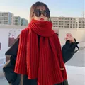 Gemütlicher roter Grobstrickschal für winterliche Wärme und modischen Korea-Stil - 30-180cm / Rot