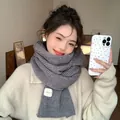 Warme grijze gebreide sjaal in Koreaanse stijl met een zachte geribbelde textuur - Grijs