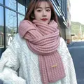 Sciarpa accogliente in maglia grossa rosa per l'autunno e l'inverno - 30-180cm / Rosa