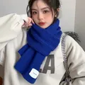 Gezellige blauwe gebreide damessjaal van warm kasjmierachtig garen in Koreaanse stijl - Saffierblauw
