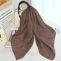 Solid brown cotton linen scarf for women featuring breathable and soft fabric texture - Coffee / Small Size 90-90cm