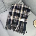 Schwarz-brauner Karo-Schal im Maillard-Stil aus Kaschmir-Imitat mit eleganten Fransen - Doppeletikett Karo Schwarz / 70-200cm