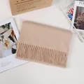 Eleganter beiger Schal aus Kaschmir-Imitat mit Fransen, ideal für Herbst und Winter - 33-180cm / Beige