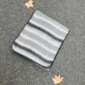 Premium grey and white striped mohair wool scarf featuring black blanket stitch edges - Long With Edging / Grey Stripe