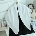 Elegant white solid color cotton linen scarf for women, lightweight and versatile. - White / Small Size 90-90cm