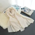 Elegant beige solid color cotton linen scarf for women, lightweight thin long shawl - Beige / Small Size 90-90cm