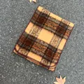 Cozy mohair plaid scarf in yellow and brown checks - Long With Edging / Yellow and Brown Plaid