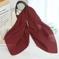 Elegant burgundy solid color cotton linen scarf for women, lightweight and versatile shawl - Burgundy