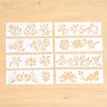 8-piece set of retro hollow lace painting stencils for scrapbooking and DIY crafts - No. 3: Flowers and Grass