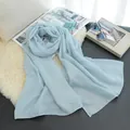 Elegant solid color cotton linen long scarf and shawl for women in light blue color variant - Light Blue