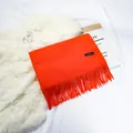 Soft orange imitation cashmere scarf with elegant fringe tassel edges for winter - 70-200cm / Orange