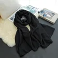 Elegant lightweight black cotton linen scarf shawl for women with minimalist styling - Black