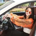 Lightweight orange paisley print chiffon sun protection shawl for outdoor driving - Orange