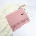 Elegant soft pink faux cashmere scarf with fringe tassels for autumn and winter - 70-200cm / Baby Pink