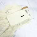 Elegant cream solid color imitation cashmere scarf with tassels for winter fashion - 70-200cm / Cream