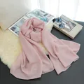 Elegant pink lightweight cotton linen solid color scarf for women's daily styling outfit - Baby Pink