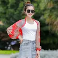 Lightweight red paisley print chiffon sun protection shawl for women summer outdoor wear. - Red