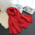 Elegant solid red cotton-linen blend long scarf for women featuring a soft and breathable texture - Burgundy