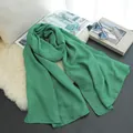 Lightweight emerald green cotton and linen scarf for women, elegant thin wrap shawl - Autumn Green