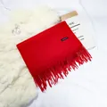 Solid bright red faux cashmere scarf with tassels for winter occasions - 70-200cm / Jujube Red