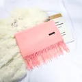 Elegant soft pink faux cashmere scarf with stylish tassels for winter warmth and fashion - 70-200cm / Snow Bud Pink