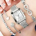 Set orologio al quarzo argento da donna con bracciali infinito e cuore. - Argento/Bianco