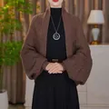 Elegante scialle cardigan in maglia marrone con motivo a quadri di lusso per donna - Top / Caffè