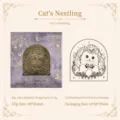 Vintage cat-shaped metal stationery clip in decorative gold foil push-pull gift box - Snuggling Cat