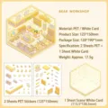 Süßes DIY 3D-Miniatur-Bärenwerkstatt-Sticker-Set mit Hintergrundkarte für Scrapbooking - Bärenwerkstatt