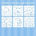 6-piece set of cute cartoon capybara hollow painting stencils made of PET material - Leisure Life (6 Pieces/Pack)