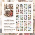 Σετ 20 φύλλων αυτοκόλλητα PET και Washi για scrapbooking με εικονογραφήσεις καφέ. - 20 Τεμάχια/Συσκευασία / Ήσυχη Στιγμή
