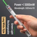 Stylo pointeur laser blanc rechargeable avec un puissant faisceau lumineux vert - 强力长款白色可充电(绿光)