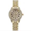 Detailed view of luxury gold-tone women's quartz watch featuring full rhinestone inlay - A11 Style Single Watch / Gold