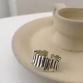 Minimalist sterling silver fence pattern open ring with vintage wavy texture - Adjustable Open / Fence Wave Pattern Style (J263) / Antique Silver