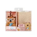 Schattige Capibara pluche sleutelhanger en pluizig notitieboekje in geschenkdoos - Capybara Pluche Hanger Notitieboek Set (Blauw Montuur)