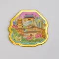 Aimant de frigo en métal Suzhou avec monuments en émail coloré et fleurs de lotus - Suzhou