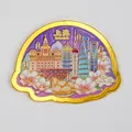 Aimant de réfrigérateur en métal souvenir de Shanghai avec émail violet et bord doré - Shanghai