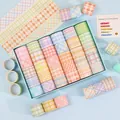 Set de 60 rubans washi à carreaux aux couleurs pastel pour le scrapbooking DIY. - 30 Rouleaux/Paquet / Style Boîte Bleue