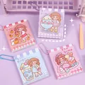 Mini carnet en PU avec illustration de fille mignonne et chaîne à billes pour étudiants - Série Qiao Qiao