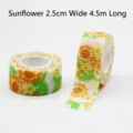 Sunflower pattern self-adhesive elastic finger bandage tape, 2.5cm width x 4.5m length - Single Roll (Width 2.5cmxLength 4.5m) / Sunflower