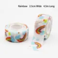 Self-adhesive cohesive finger bandage tape with rainbow pattern, 2.5cm x 4.5m size - Single Roll (Width 2.5cmxLength 4.5m) / Rainbow