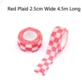 Red plaid cohesive finger bandage roll 2.5cm width 4.5m length - Approx 4.5 Meters / Red Grid