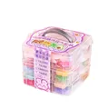Comprehensive 3-layer storage box containing colorful DIY fuse beads and craft materials kit - Three-Layer Storage Beads Set / Purple