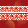 Chinese Nieuwjaar washi-tape stickers met goudstempel en rood-wit geruit patroon - Kalebas Nieuwjaarsstijl