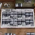 Vintage black and white washi tape set with 8 rolls for retro scrapbooking and crafts - Black and White Memories