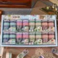 Vintage style washi tape set featuring postal stamps and geometric decorative patterns - Memory Post Office