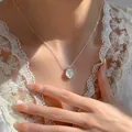 Elegante collana con ciondolo rosa in argento da donna con eleganti dettagli in pizzo - Stile Rosa Pietra di Luna (XL2383)