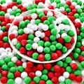 Detailed view of 8mm Christmas style red white and green acrylic beads for jewelry making - 1800 Pieces/Pack (500g) / Christmas Colors